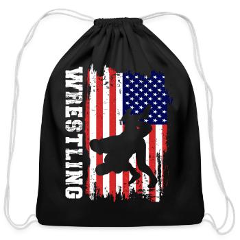 Wrestling - Cotton Drawstring Bag - black - Front