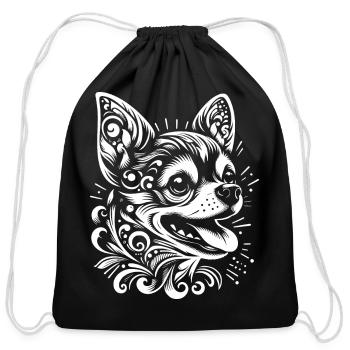 Tribal Chihuahua Core - Cotton Drawstring Bag - black - Front