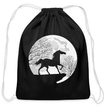 MOON HORSE DESIGN - Cotton Drawstring Bag - black - Front