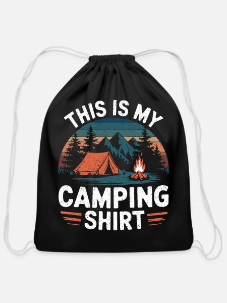 This is my Camping Shirt - Camper Shirt - Cotton Drawstring Bag - black