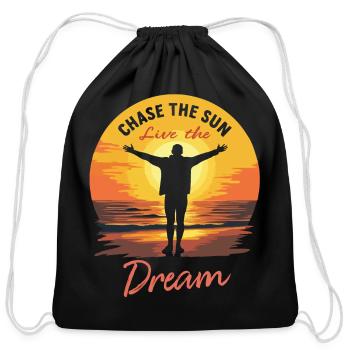 Chase the sun live the dream - Cotton Drawstring Bag - black - Front