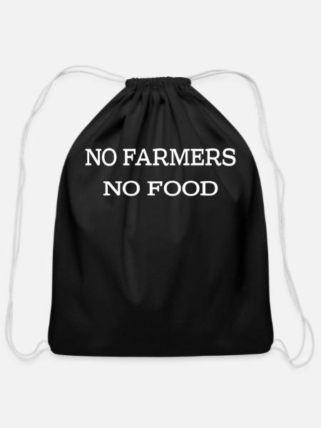 No Farmers No Food - Cotton Drawstring Bag - black
