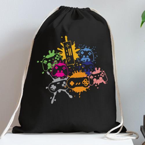 Colorful Controller Splash Art - Cotton Drawstring Bag