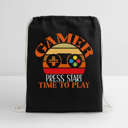 Gamer: Press Start, Time to Play! - Cotton Drawstring Bag