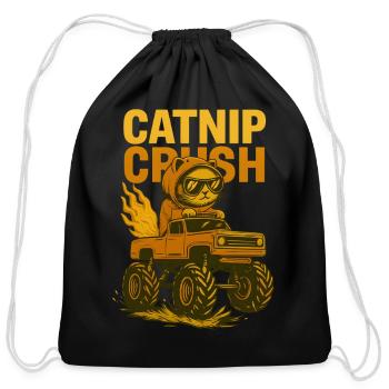 Cool Cat Monstertruck - Cotton Drawstring Bag - black - Front