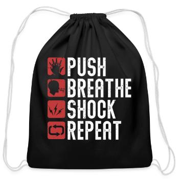 CPR Instructor Push Breathe Shock - Cotton Drawstring Bag - black - Front