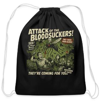 Bloodsuckers Attack Mosquitos Movie Poster Vintage - Cotton Drawstring Bag - black - Front