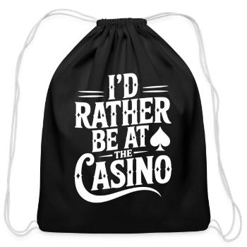 I’d Rather Be at the Casino - Cotton Drawstring Bag - black - Front