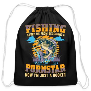  Fishing saved me from becoming Funny fisherman - Cotton Drawstring Bag - black - Front
