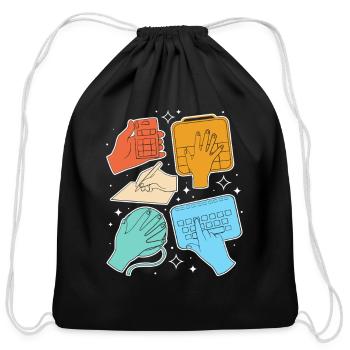 AAC Device Speech Therapist - Cotton Drawstring Bag - black - Front