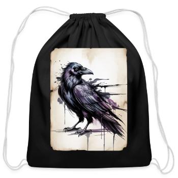 Stained Dark Raven - Cotton Drawstring Bag - black - Front