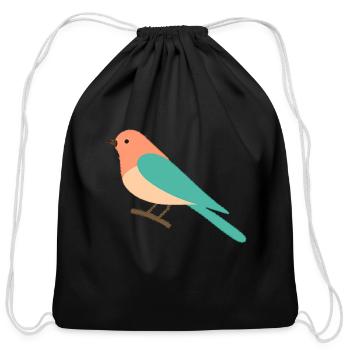 Women’s Artistic Songbird Tee - Cotton Drawstring Bag - black - Front