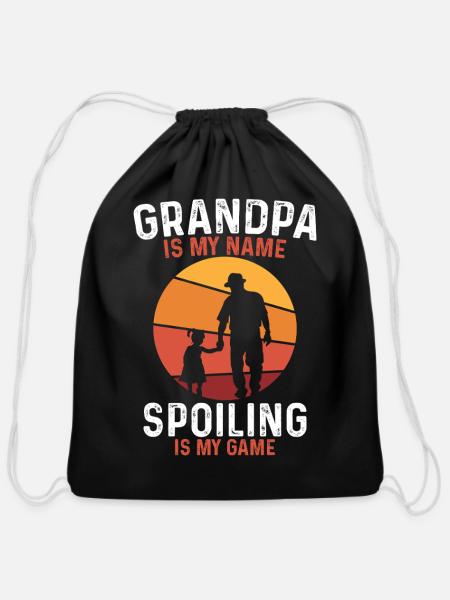 Grandpa Spoiling Is My Game - Cotton Drawstring Bag - black