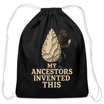 Prehistoric Homo Habilis Stone Tools - Cotton Drawstring Bag - black - Front