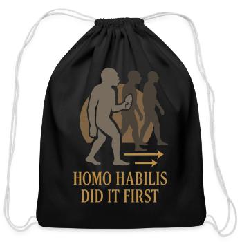 Prehistoric Homo Habilis Stone Tools - Cotton Drawstring Bag - black - Front