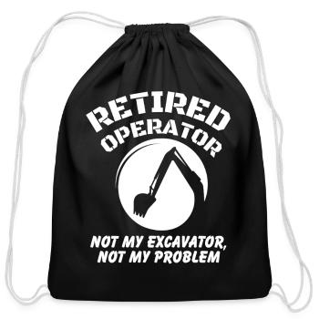 Retired Heavy Equipment Operator - Cotton Drawstring Bag - black - Front