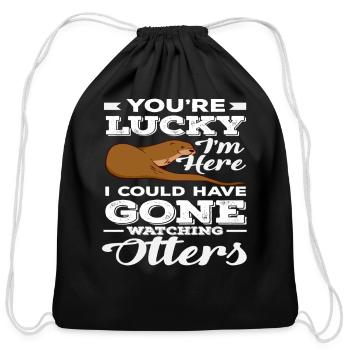 Sea Otter Pun Otter Lover - Cotton Drawstring Bag - black - Front