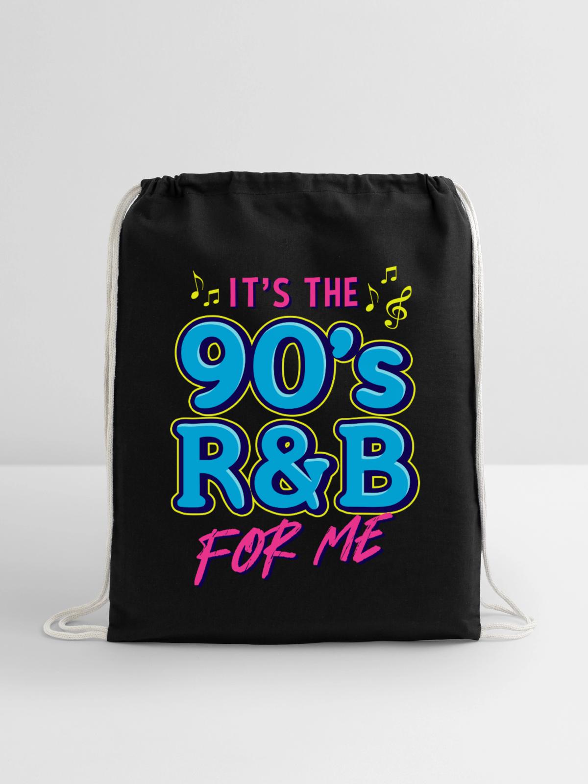 90s R&B Nostalgia RetroTee - Cotton Drawstring Bag - black - Front