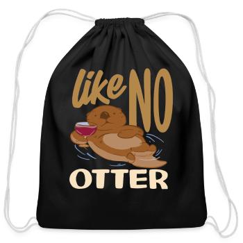 Sea Otter Cartoon Like No Pun - Cotton Drawstring Bag - black - Front