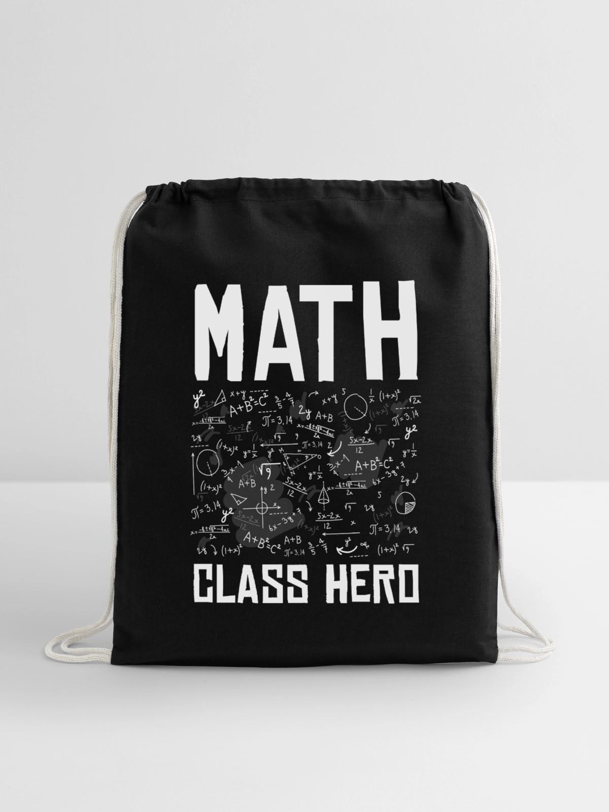 Math Class Hero - Cotton Drawstring Bag - black - Front