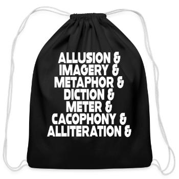 Literary Devices Typographic Poster - Cotton Drawstring Bag - black - Front