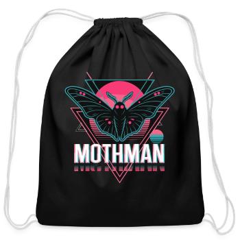  Mothman Retro Vaporwave Cryptid Urban Legend - Cotton Drawstring Bag - black - Front