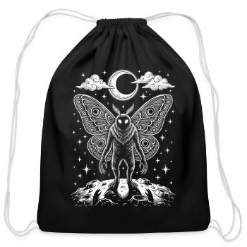 Celestial Cryptid Mothman Tarot Folklore Graphic G - Cotton Drawstring Bag - black - Front