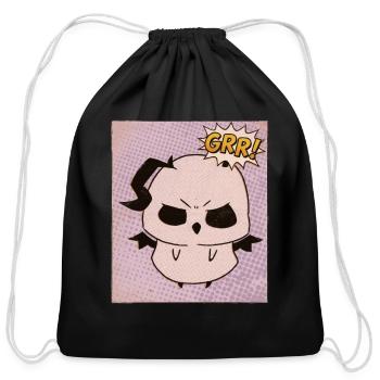 Grumpy Kawaii Fluffy Monster Grr - Cotton Drawstring Bag - black - Front