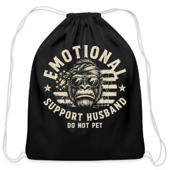 Emotional Support Husband Monkey - Cotton Drawstring Bag - black - Front