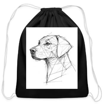 Low-Poly Dog Portrait - Cotton Drawstring Bag - black - Front