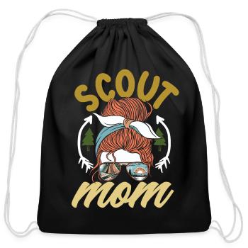 Messy Bun Scout Mom Scouting Mother - Cotton Drawstring Bag - black - Front
