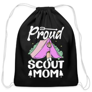 Proud Scout Mom Scouting Mother Camp - Cotton Drawstring Bag - black - Front
