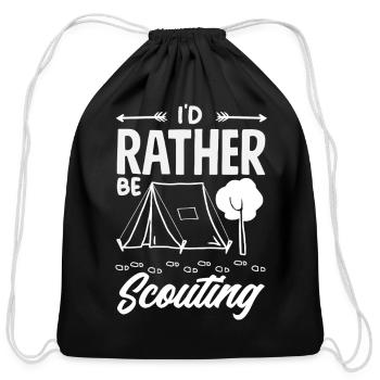 I'd Rather Be Scouting Scout Camp Forest - Cotton Drawstring Bag - black - Front