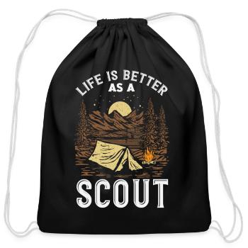 Life Is Better As A Scout Scouting Camp Tent - Cotton Drawstring Bag - black - Front