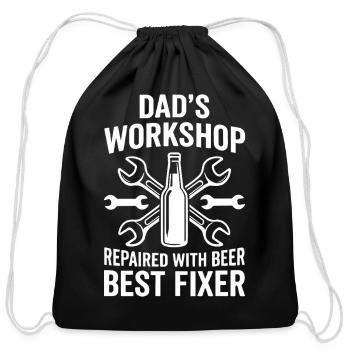 DADS WORKSHOP REPAIRED WITH BEER BEST FIXER Pro - Cotton Drawstring Bag - black - Front