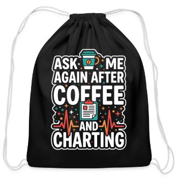 Night Shift Nurse Tired Nurse RN Coffee Surviving - Cotton Drawstring Bag - black - Front