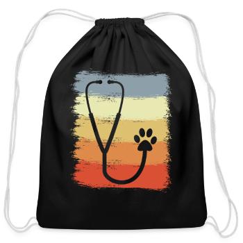 Stethoscope Drawing - Cotton Drawstring Bag - black - Front