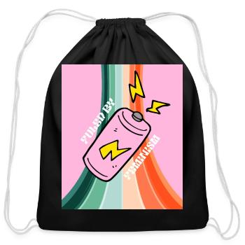 Fueled by Feminism Neon Spark Can on Rainbow Trail - Cotton Drawstring Bag - black - Front