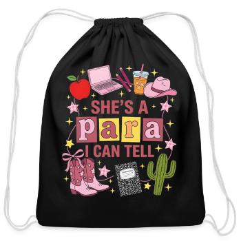 She's a Para I Can Tell - Cotton Drawstring Bag - black - Front