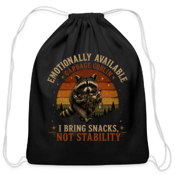 Emotionally Available Garbage Goblin Shirt | Funny - Cotton Drawstring Bag - black - Front