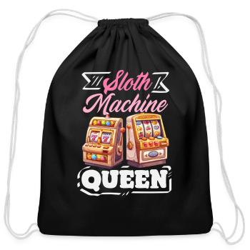 Slot Machine Queen Casino Gambling Jackpot Winner - Cotton Drawstring Bag - black - Front