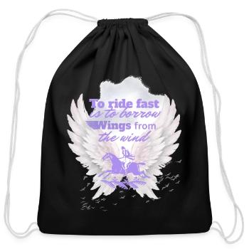 Wings of the Wind Rider - Cotton Drawstring Bag - black - Front