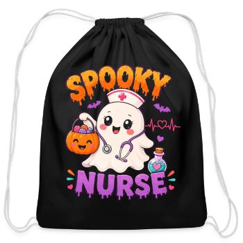 Spooky Nurse Halloween - Cotton Drawstring Bag - black - Front