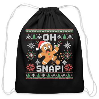 Drôle d’homme en pain d’épices Oh Snap Noël moche de Noël - Sac à cordon en coton - noir - Devant