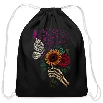 Overdose_Awareness_Graphic_Featuring_Butterflie - Cotton Drawstring Bag - black - Front