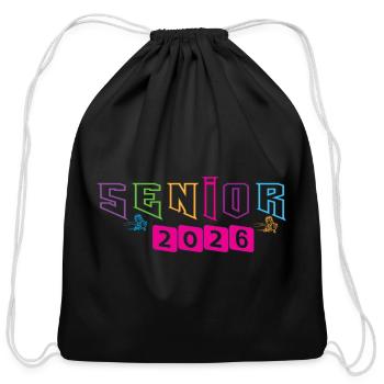 senior - Cotton Drawstring Bag - black - Front