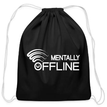 Mentally Offline Funny Introvert Quote Design - Cotton Drawstring Bag - black - Front