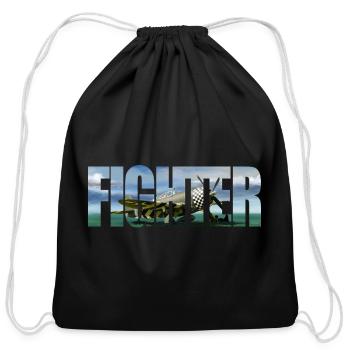 Fighter P-47 Thunderbolt - Cotton Drawstring Bag - black - Front