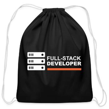 Full Stack Developer Coding Tech Humor - Cotton Drawstring Bag - black - Front