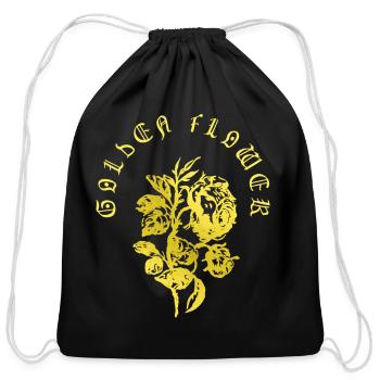 Golden Rose Circular Crest - Cotton Drawstring Bag - black - Front